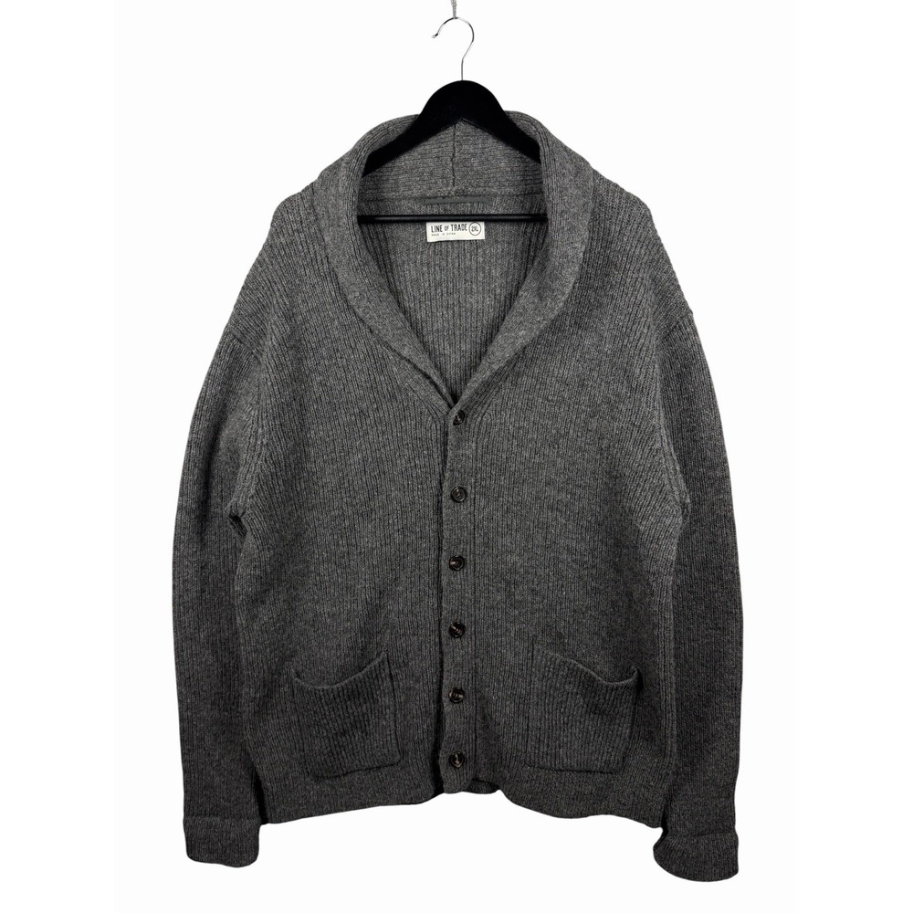 Line of Trade Dockside Shawl Cardigan Men's 2XL Gray Shetland Wool Ribbed